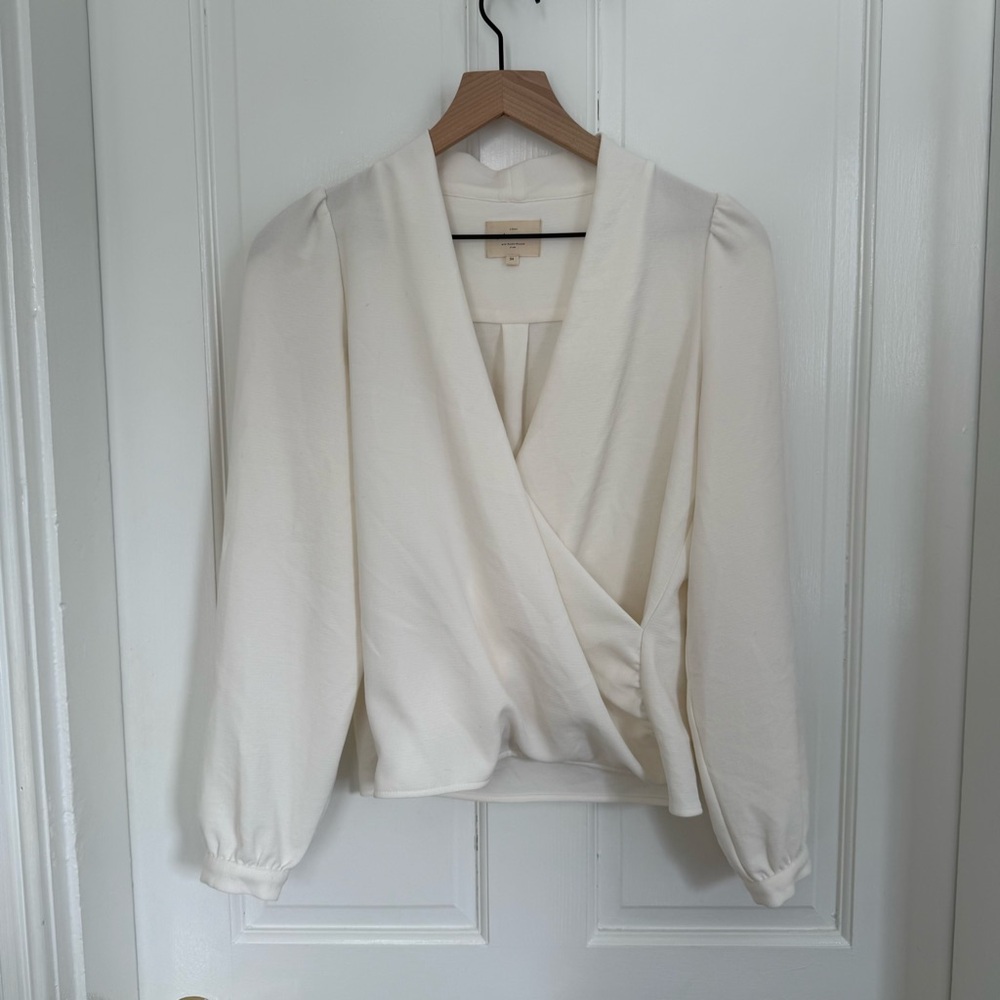 Sezane Abelia Cream Wrap Top